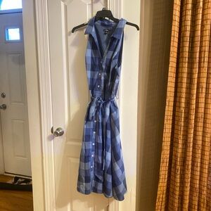Blue and white plaid dress